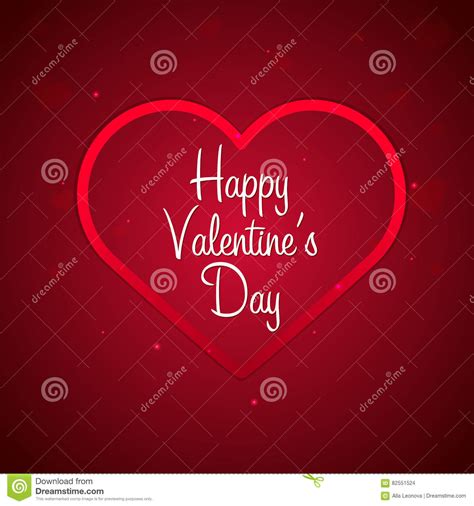 Happy Valentines Day Heart On Red Background Vector Illustration