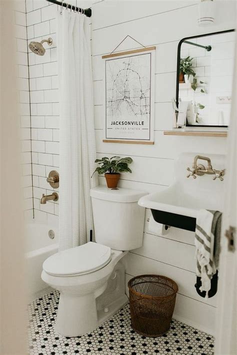 Adding mirrors to a small bathroom makes it appear larger. 57 Beautiful Rustic Small Bathroom Remodel Ideas On A Budget - in 2020 | Modern vintage bathroom ...