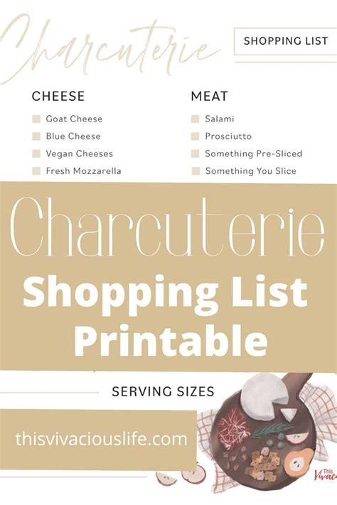 Charcuterie Board Shopping List Free Printable In Charcuterie