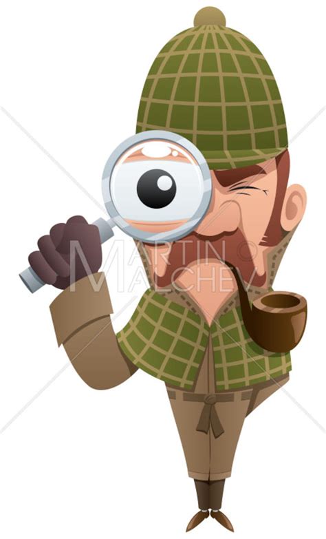 Detective Vector Cartoon Clipart Illustration Investigator Sleuth Private Sherlock Holmes