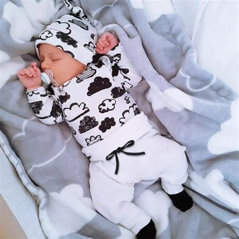 Autumn Newborn Baby Boy Clothes Sets Cute Cotton Cloud Long Sleeve Tops