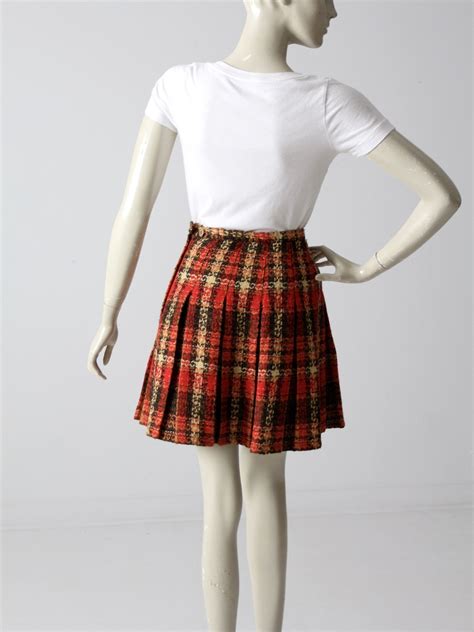 Vintage 1960s Plaid Mini Skirt 86 Vintage