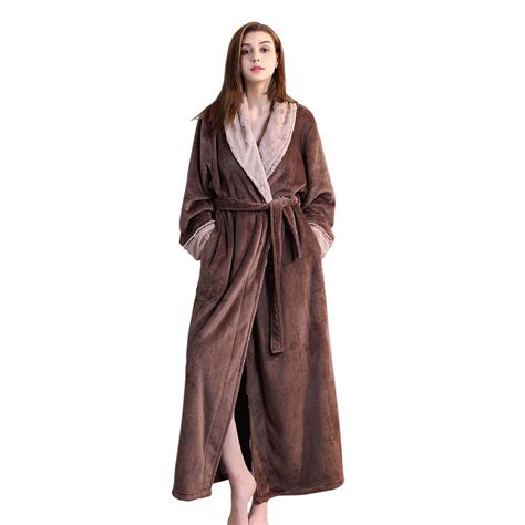 Buy Women Long Robes Soft Fleece Winter Warm Housecoats Womens Bathrobe