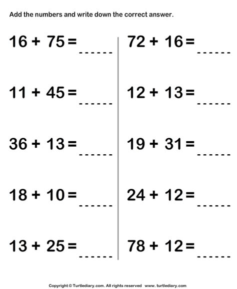 Make A Ten To Add Two Digit Numbers Worksheet
