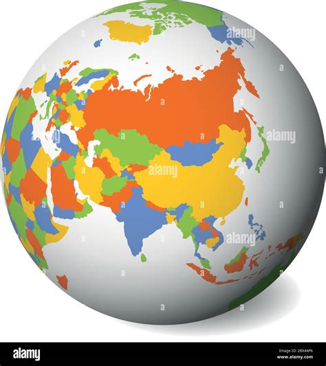 Blank Political Map Of Asia 3d Earth Globe With Black Outline Map