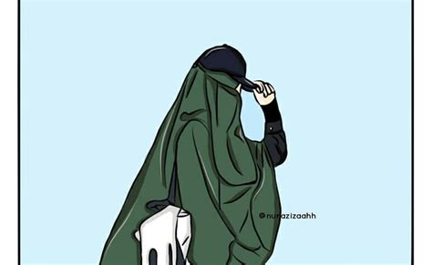 Download Gambar Kartun Muslimah Bercadar Dan Bertopi Keren Vina Gambar