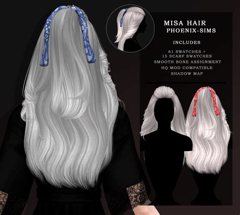 Misa Hair With Scarf Sims Sims Hair Sims 4 Black Hair