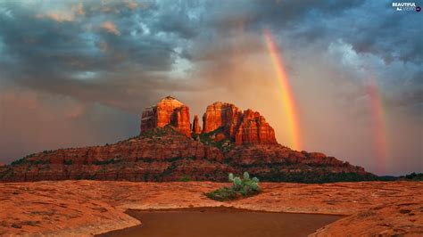 Great Rainbows Mountains Desert Beautiful Views