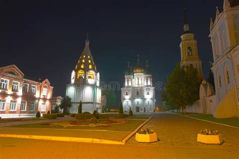 Cathedral Square In Kolomna Stock Image Image Of Night Cathedral