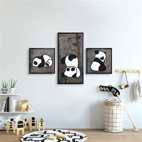 Cute Pandas Kids Wall Decor Cute Wall Decor Wall Decor Wood Wall