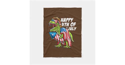 Happy 4th Of July Trex Dinosaur Mullet Firework Fleece Blanket Zazzle