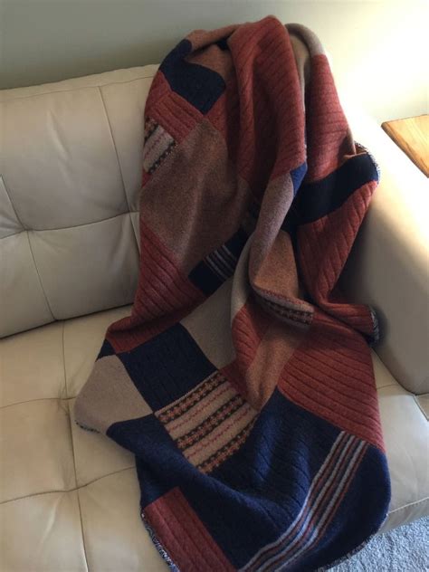 Upcycled Wool Sweater Blanket Throw With Traditional Cotton Etsy