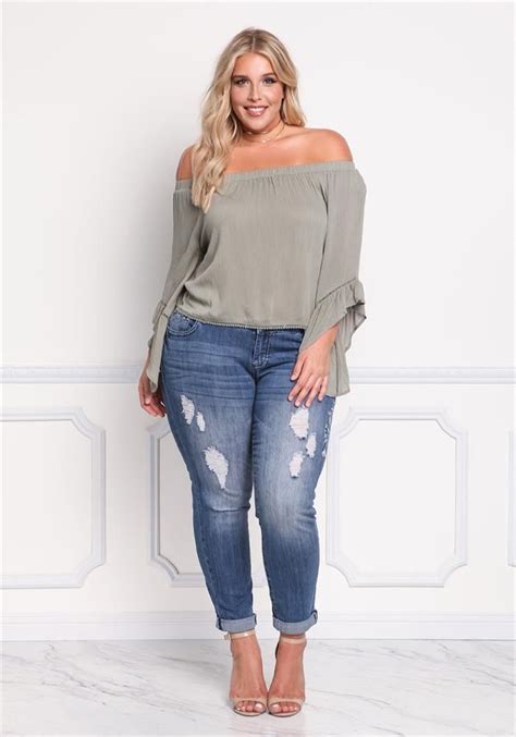 Plus Size Clothing Plus Size Distressed Embroidered Skinny Jeans Debshops Plus Size