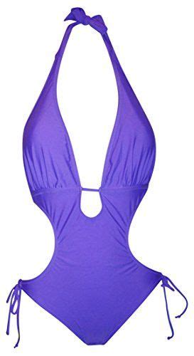 Nwsc Womens Monokini Halter 1 Piece Swimsuit Bikini L 1012 Purple