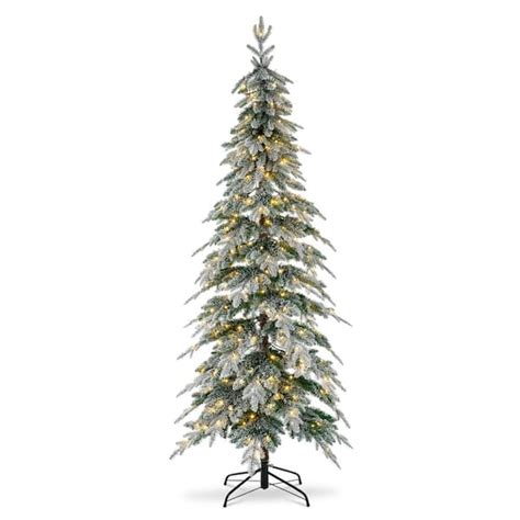 Glitzhome 75 Ft Pre Lit Flocked Pencil Spruce Artificial Christmas