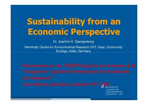 Sustainable Development From An Economic Perspective