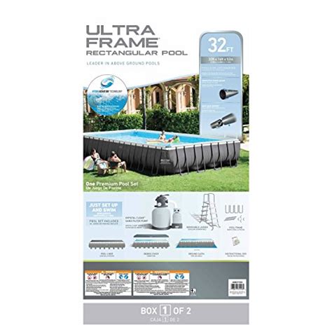 Intex 18ft X 9ft X 52in Ultra Frame Rectangular Pool Set With Sand Fil