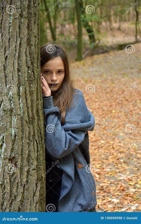 Teenage Girl In Autumn Forest Stock Photo Image Of Colorful