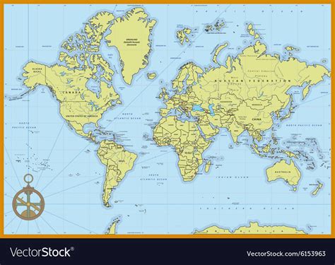 Highly Detailed Political World Map With Capitals Vector Image