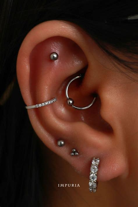 Uncommon Multiple Flat Cartilage Helix Ear Piercing Jewelry Ideas