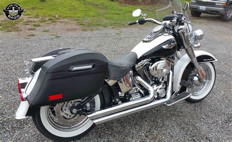 Harley Softail Deluxe Viking Lamellar Slanted Leather Motorcycle Hard