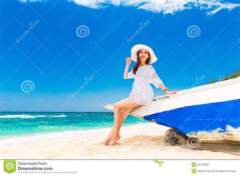 Young Beautiful Girl On The Beach Of A Tropical Island Summer V Stock