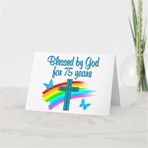 Pretty Blue 75th Birthday Christian Design Card