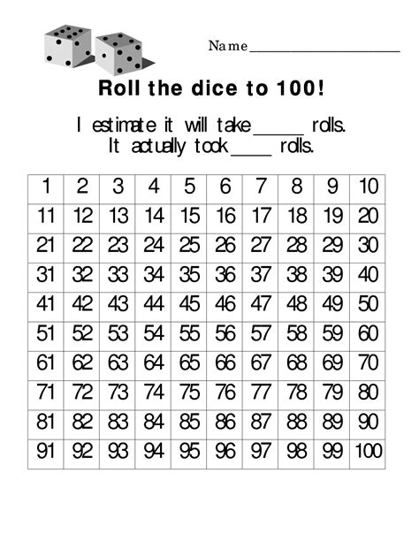 Math story pocket chart for fall. Roll the dice to 100_ I estimate it will take _____ rolls ...