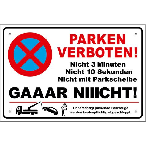 Parken verboten schild zum ausdrucken (word) | muster. Schild Parken verboten LUSTIG Parkverbotsschild inkl ...