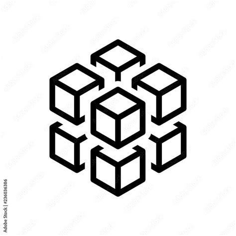 3d Cube With Eight Blocks Icon Of Rubik Or Ice Pieces Black Ic Stock