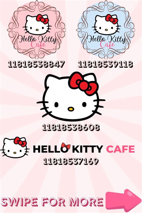 Hello Kitty Logo Signs And Cafe Menu Decals For Bloxburg On Roblox