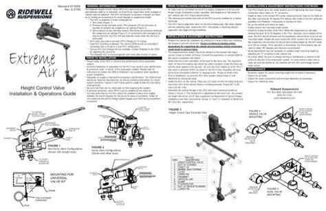 Extreme Air Height Control Valve Manual