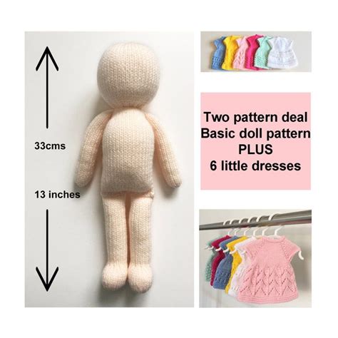 Basic Doll Knitting Pattern 33cm 13 Inch Doll Body Base Etsy
