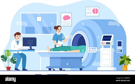 Mri Or Magnetic Resonance Imaging Illustration With Doctor And Patient