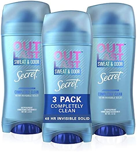 secret outlast invisible solid antiperspirant deodorant completely clean 2 6 ounce pack of 3