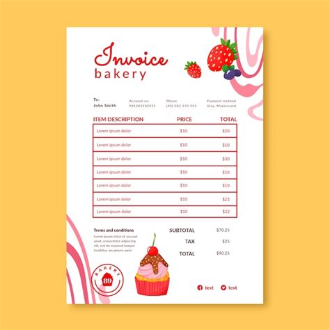 Free Vector Watercolor Dynamic Bakery Invoice Template