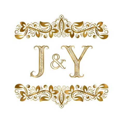 j y las iniciales vintage logo símbolo las letras están rodeadas de elementos ornamentales