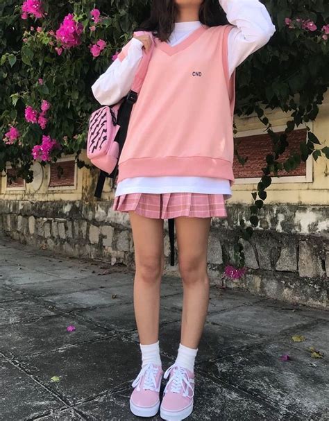 Soft Aesthetic Pink Outfit Sweater Vest In 2021 Kawaii Fashion