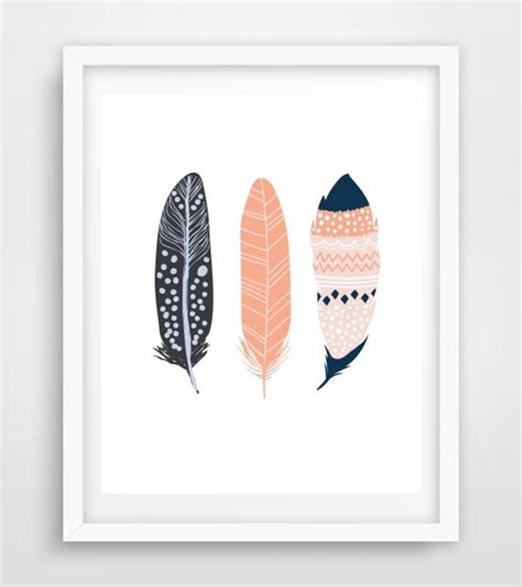 Feather Print Printable Art Feather Art Three Feathers Etsy