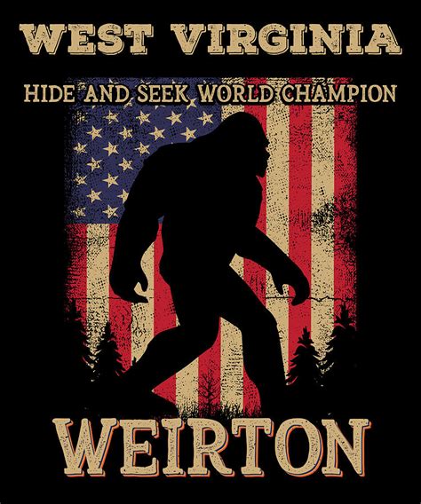 West Virginia Weirton Bigfoot Usa Flag Sasquatch Lovers Digital Art By