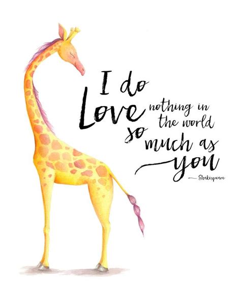 Printable Giraffe Nursery Wall Art Watercolor Giraffe Shakespeare Quote