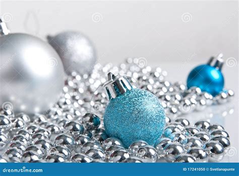 Blue And Silver Christmas Decorations Stock Photo Image 17241050