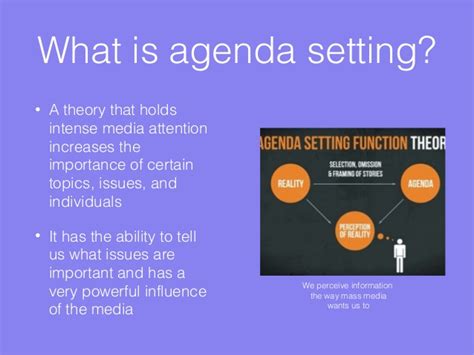 This page has been repurposed from my post: Agenda setting theory