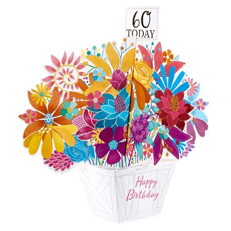 Perfect for friends & family to wish them a happy birthday on their special day. Buy Boutique Collection 60th Birthday Pop-Up Card - Flower ...