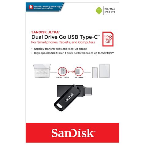 Sandisk Ultra 128gb Dual Drive Go Usb Type C For Phone Tablet