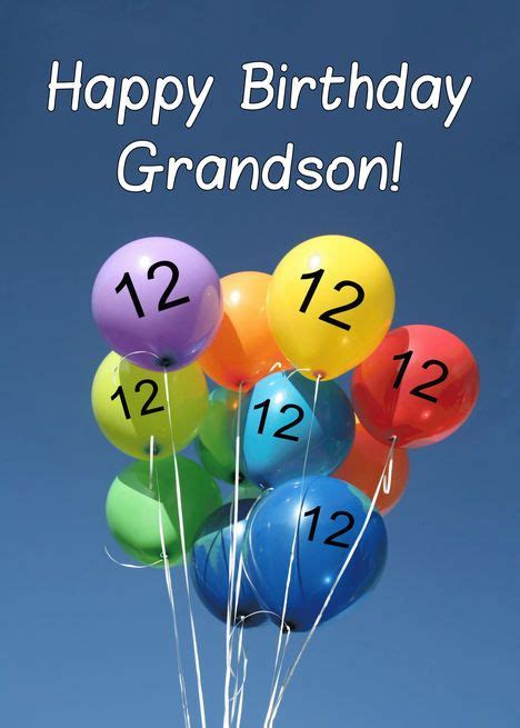 12th birthday card for grandson colored balloons card ad ad card birthday grandson