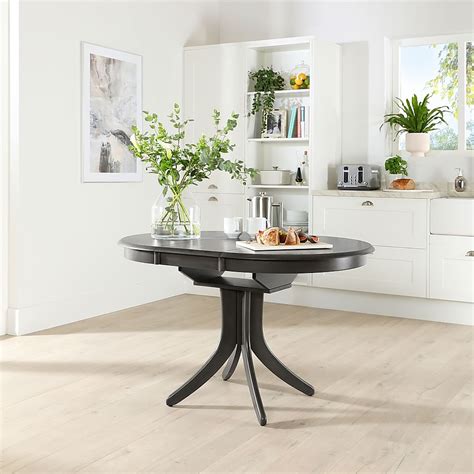 Hudson Round Extending Dining Table Cm Grey Solid Hardwood Only Furniture And