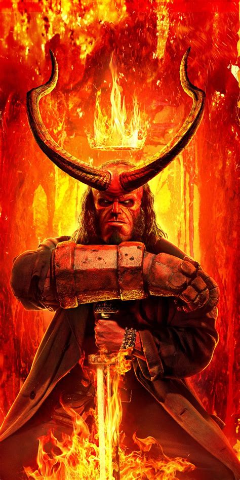 Red Hellboy David Harbour 2019 Movie 1080x2160 Wallpaper Hellboy