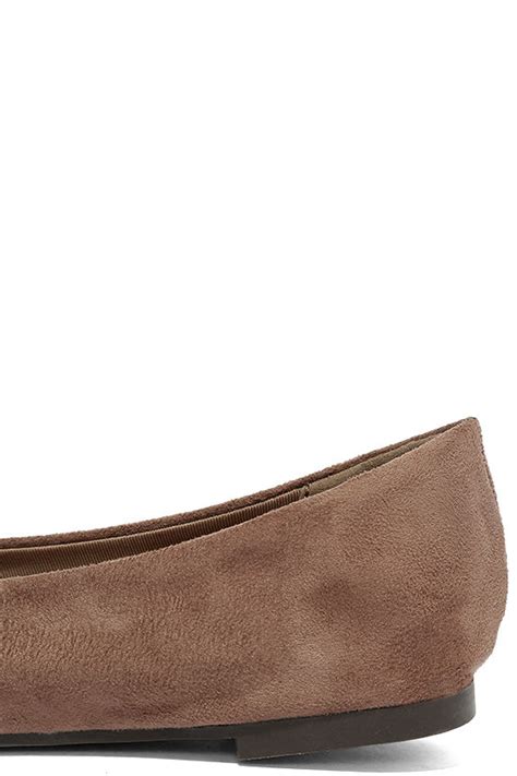 Chic Taupe Flats Pointed Flats Vegan Suede Flats 1700