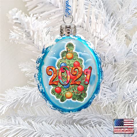 2021 Christmas Ornament 2021 Glass Ornament By G Debrekht Etsy